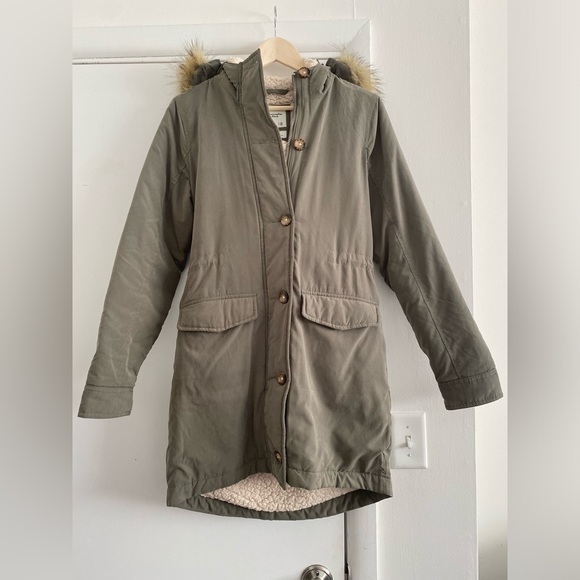 ABERCROMBIE & FITCH SHERPA LINED MILITARY PARKA JACKET COAT - Picture 4 of 8